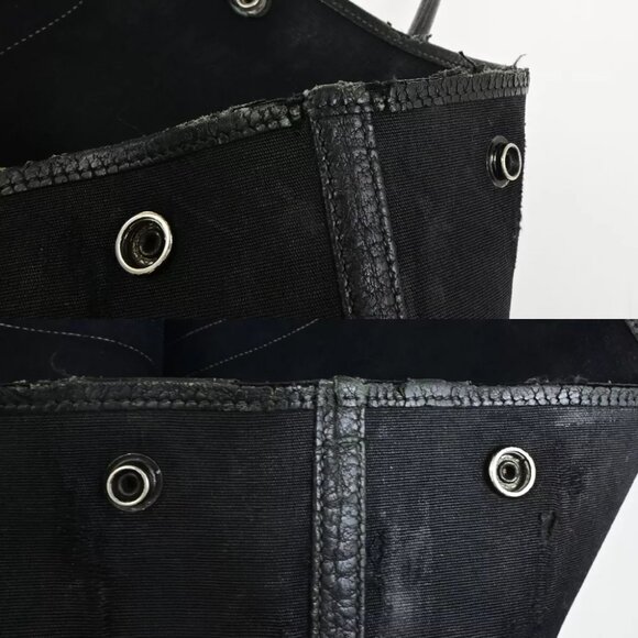 HERMES Logo Garden File 37 Hand Tote Bag Canvas Leather Black Silver 69FA285 - Picture 16 of 16